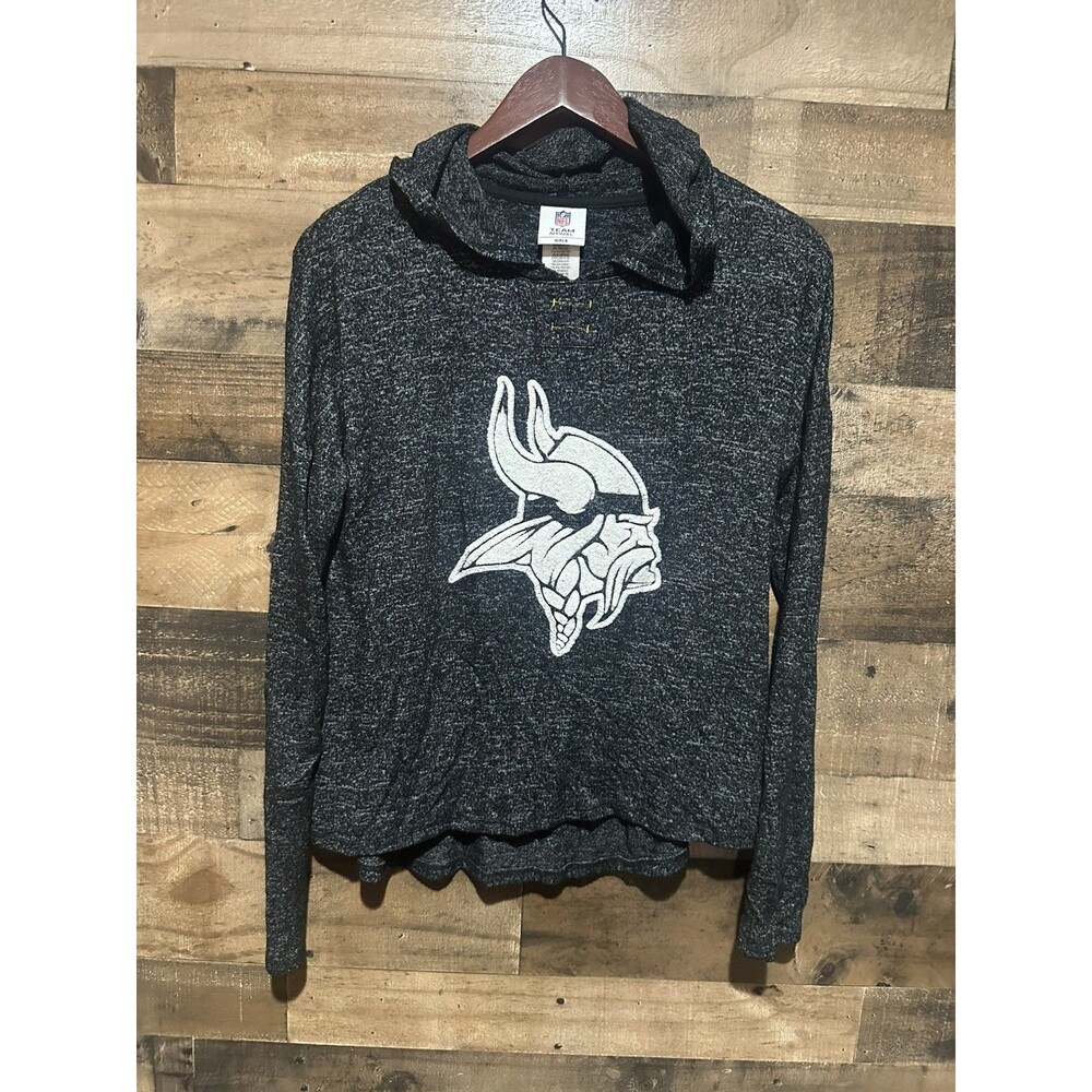 NFL Team Girls Youth XL (14/16) Heathered Gray Sweatshirt Hoodie MN Vikings